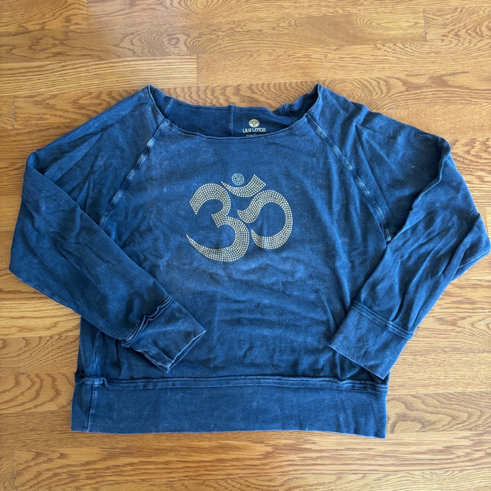 Lily Lotus “Om” Stonewash Cozy Sweater